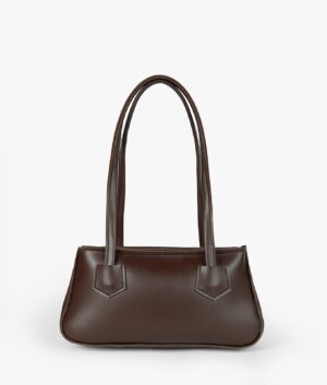 Dark Brown Luxe Handle Shoulder Bag