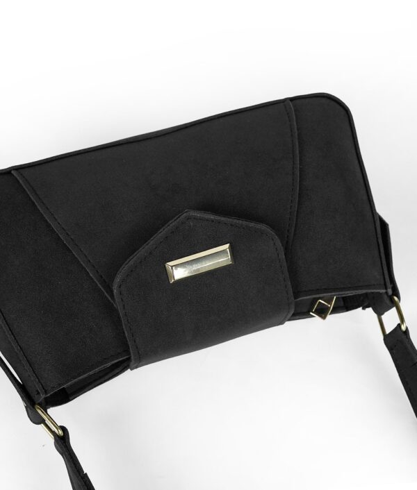 Black Aura Suede Shoulder Bag