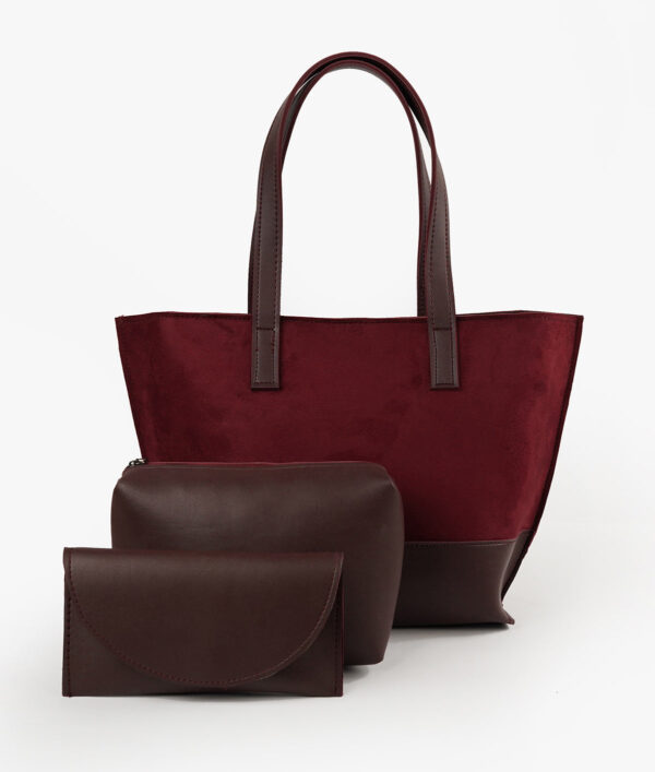 Burgundy Ella suede set of 3 tote bag