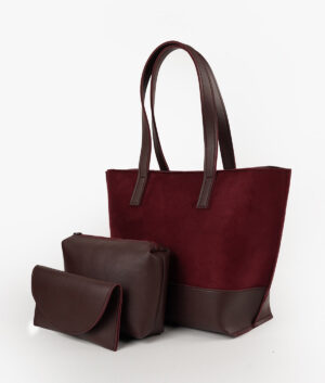 Burgundy Ella suede set of 3 tote bag