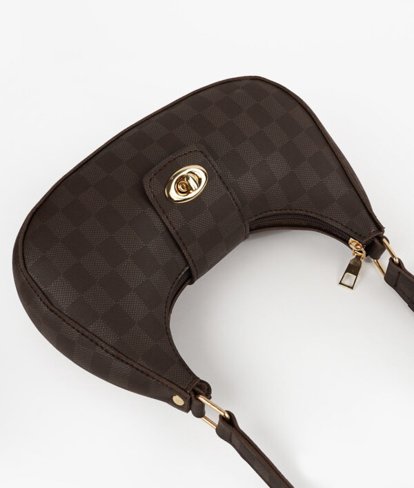 DARK BROWN AVA CHECK SHOULDER BAG