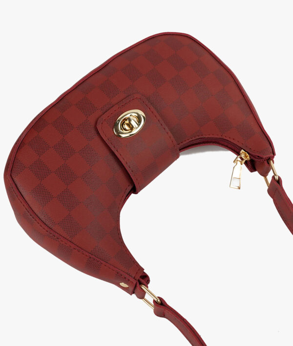 MAROON AVA CHECK SHOULDER BAG
