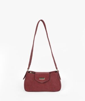 Maroon Aura Suede Shoulder Bag