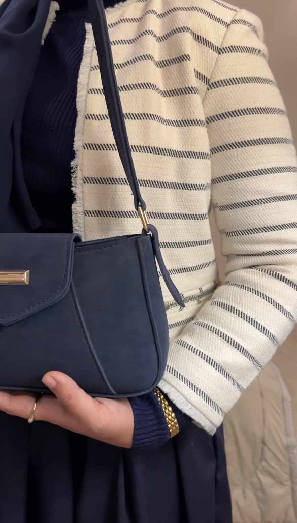 Blue Aura Suede Shoulder Bag