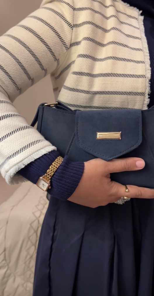 Blue Aura Suede Shoulder Bag