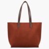 Dark Brown Suede Long Handle Tote Bag