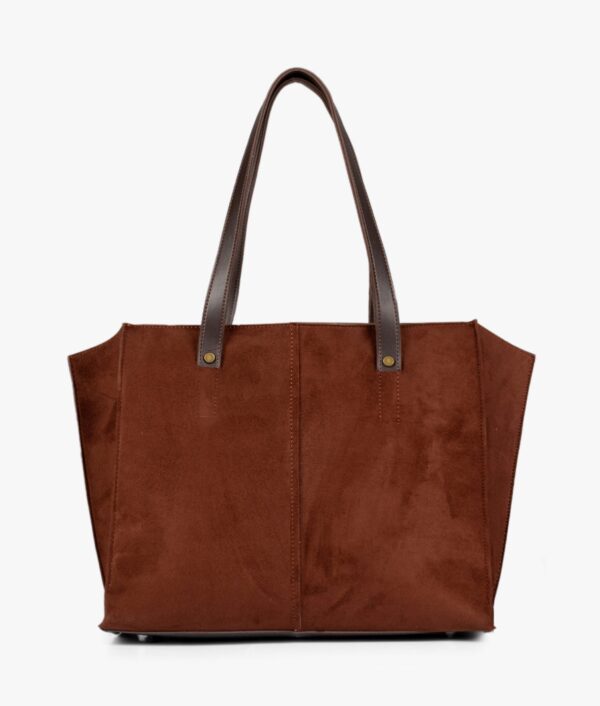 Dark Brown Suede Over The Shoulder Tote Bag