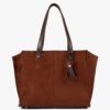 Dark Brown Suede Over The Shoulder Tote Bag